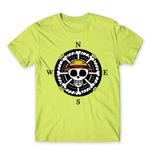 Almazöld One Piece férfi rövid ujjú póló - One Piece Compass