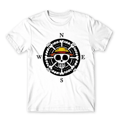 Fehér One Piece férfi rövid ujjú póló - One Piece Compass