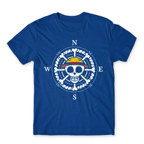 Királykék One Piece férfi rövid ujjú póló - One Piece Compass