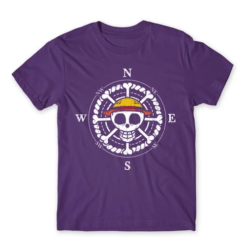 Sötétlila One Piece férfi rövid ujjú póló - One Piece Compass