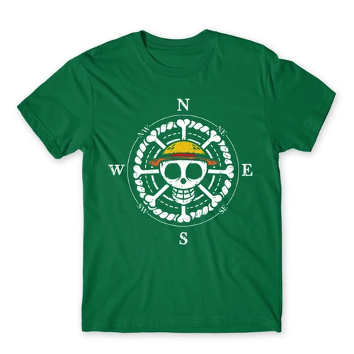 Zöld One Piece férfi rövid ujjú póló - One Piece Compass