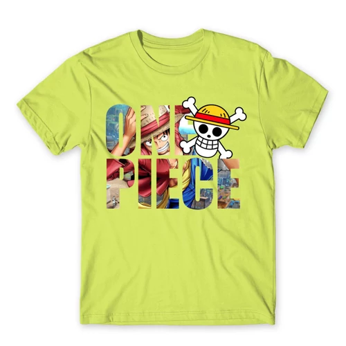 Almazöld One Piece férfi rövid ujjú póló - Text