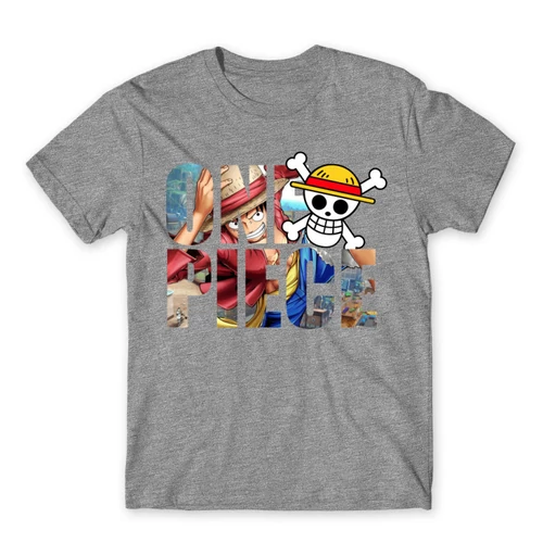 Sportszürke One Piece férfi rövid ujjú póló - Text