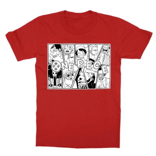 Piros One Piece gyerek rövid ujjú póló - Black and White