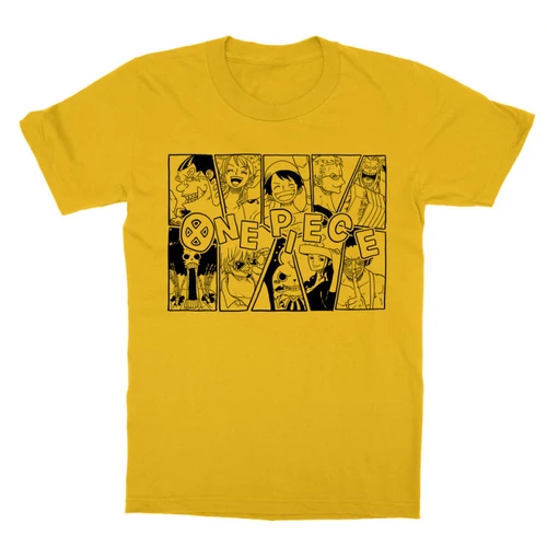 Sárga One Piece gyerek rövid ujjú póló - Black and White