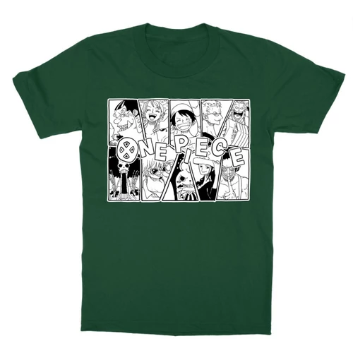 Sötétzöld One Piece gyerek rövid ujjú póló - Black and White