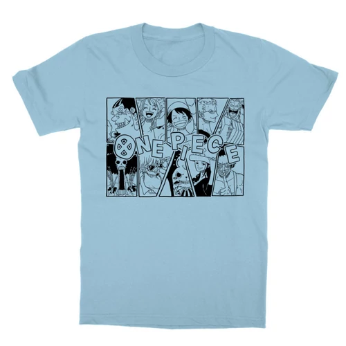 Világoskék One Piece gyerek rövid ujjú póló - Black and White