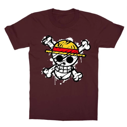 Bordó One Piece gyerek rövid ujjú póló - Grunge Logo
