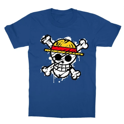 Királykék One Piece gyerek rövid ujjú póló - Grunge Logo