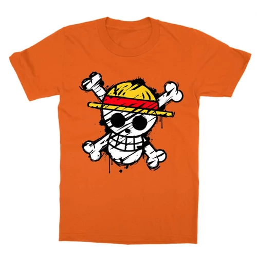 Narancs One Piece gyerek rövid ujjú póló - Grunge Logo