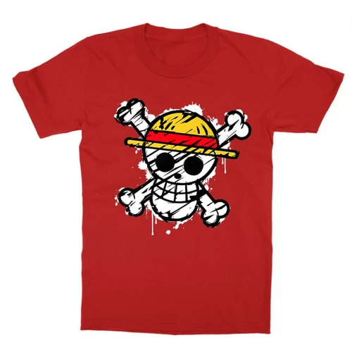 Piros One Piece gyerek rövid ujjú póló - Grunge Logo