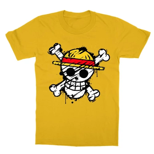 Sárga One Piece gyerek rövid ujjú póló - Grunge Logo