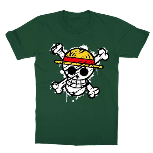 Sötétzöld One Piece gyerek rövid ujjú póló - Grunge Logo