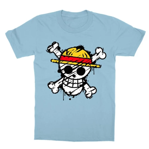 Világoskék One Piece gyerek rövid ujjú póló - Grunge Logo