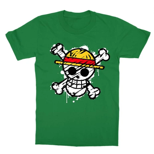 Zöld One Piece gyerek rövid ujjú póló - Grunge Logo