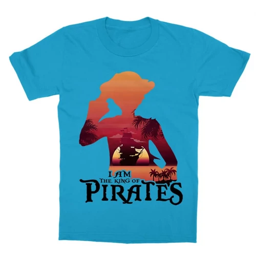 Atollkék One Piece gyerek rövid ujjú póló - I Am The King Of Pirates