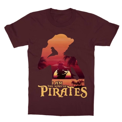 Bordó One Piece gyerek rövid ujjú póló - I Am The King Of Pirates