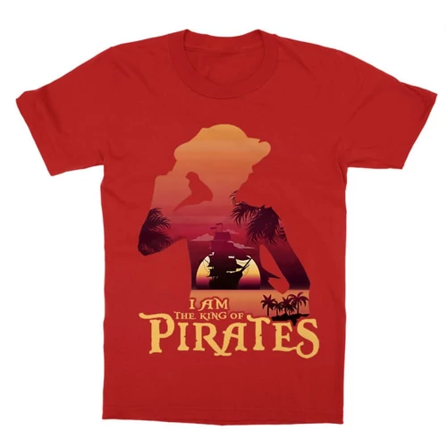 Piros One Piece gyerek rövid ujjú póló - I Am The King Of Pirates