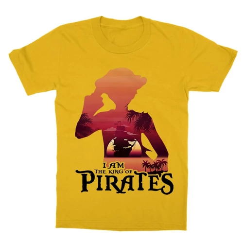 Sárga One Piece gyerek rövid ujjú póló - I Am The King Of Pirates
