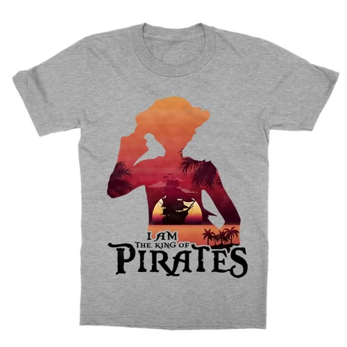 Sportszürke One Piece gyerek rövid ujjú póló - I Am The King Of Pirates