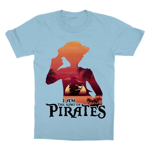 Világoskék One Piece gyerek rövid ujjú póló - I Am The King Of Pirates
