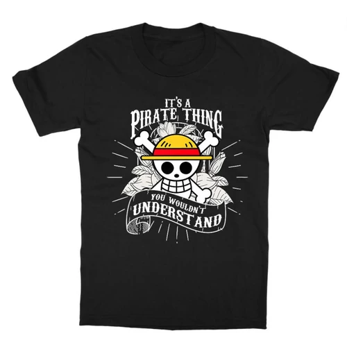 Fekete One Piece gyerek rövid ujjú póló - It’s A Pirate Thing