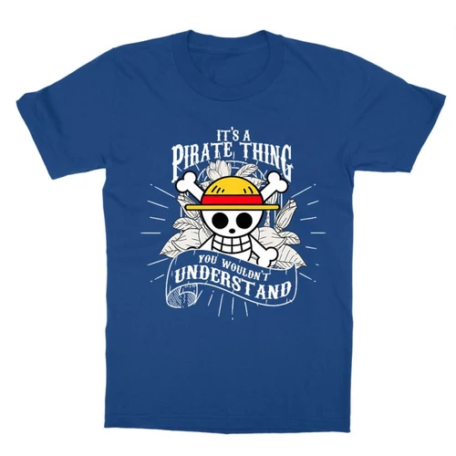 Királykék One Piece gyerek rövid ujjú póló - It’s A Pirate Thing