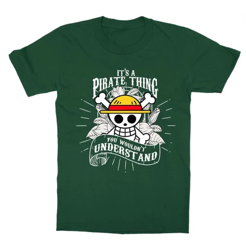 Sötétzöld One Piece gyerek rövid ujjú póló - It’s A Pirate Thing