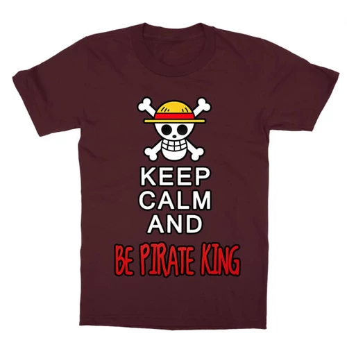 Bordó One Piece gyerek rövid ujjú póló - Keep Calm and Be Pirate King