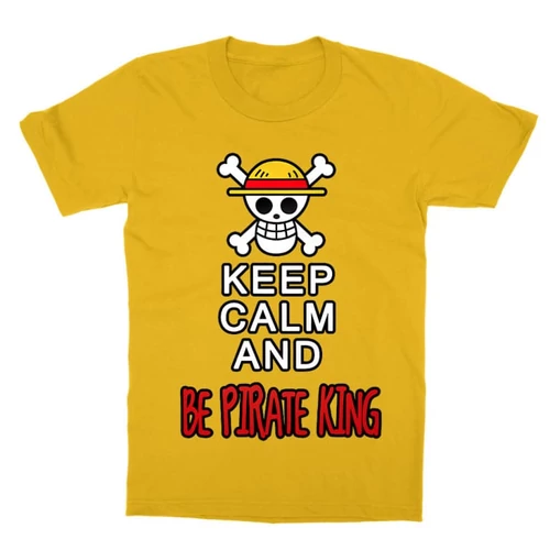 Sárga One Piece gyerek rövid ujjú póló - Keep Calm and Be Pirate King