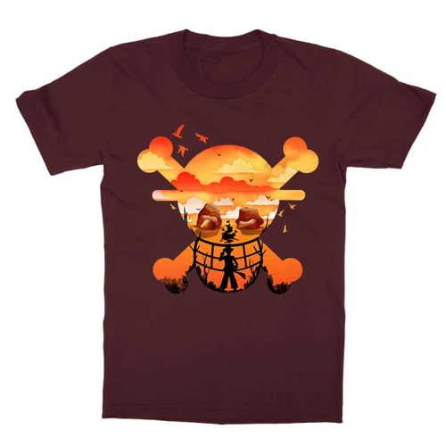 Bordó One Piece gyerek rövid ujjú póló - Logo Silhouette