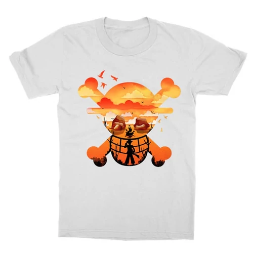 Fehér One Piece gyerek rövid ujjú póló - Logo Silhouette