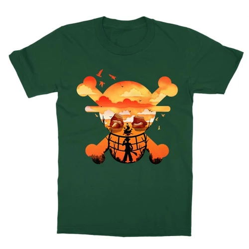 Sötétzöld One Piece gyerek rövid ujjú póló - Logo Silhouette