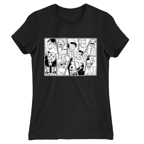 Fekete One Piece női rövid ujjú póló - Black and White