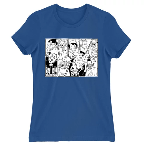 Királykék One Piece női rövid ujjú póló - Black and White