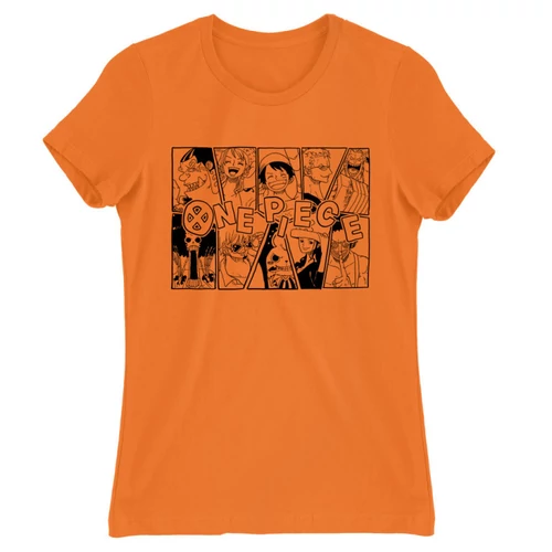 Narancs One Piece női rövid ujjú póló - Black and White