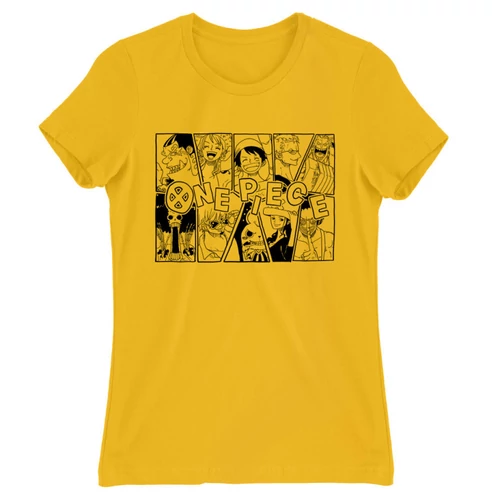 Sárga One Piece női rövid ujjú póló - Black and White