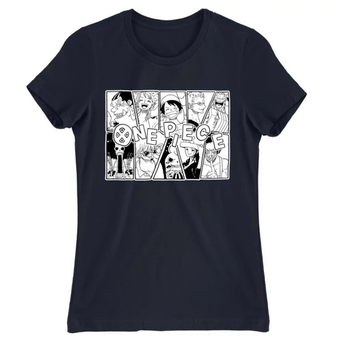 Sötétkék One Piece női rövid ujjú póló - Black and White
