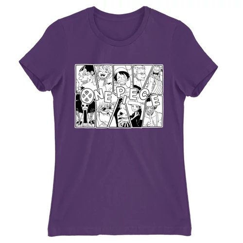 Sötétlila One Piece női rövid ujjú póló - Black and White