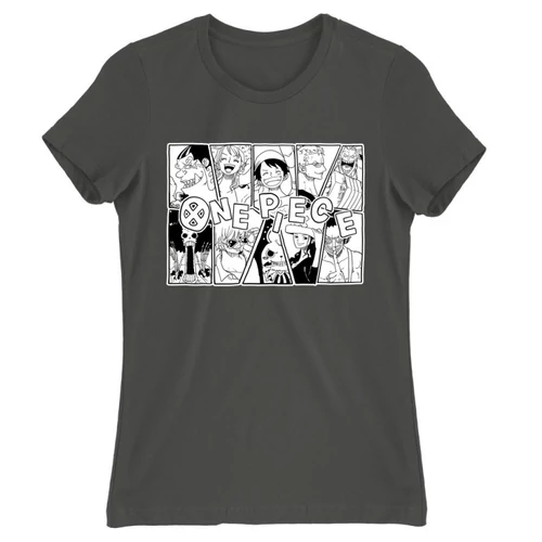 Sötétszürke One Piece női rövid ujjú póló - Black and White