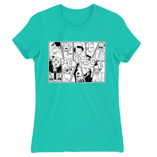 Türkiz One Piece női rövid ujjú póló - Black and White