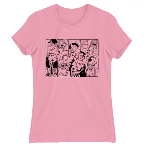 Világos rózsaszín One Piece női rövid ujjú póló - Black and White