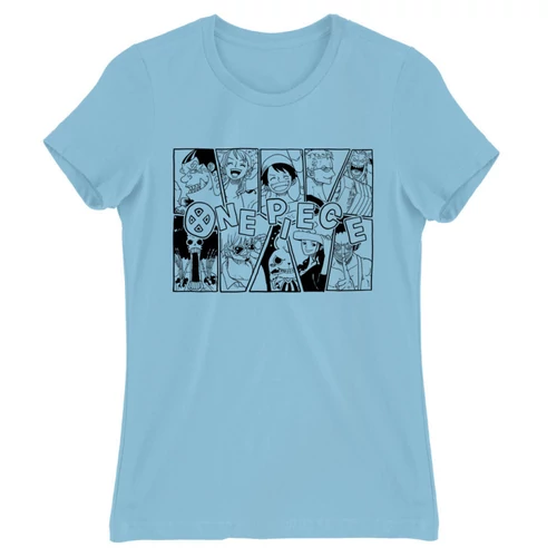 Világoskék One Piece női rövid ujjú póló - Black and White