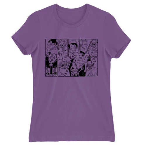 Világoslila One Piece női rövid ujjú póló - Black and White