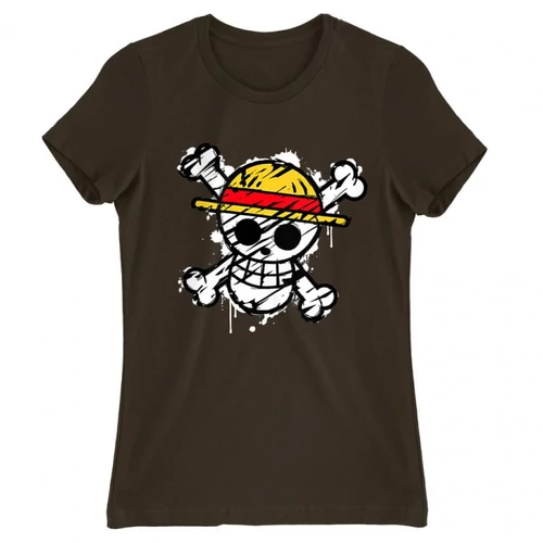 Barna One Piece női rövid ujjú póló - Grunge Logo