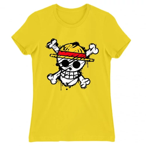 Citromsárga One Piece női rövid ujjú póló - Grunge Logo