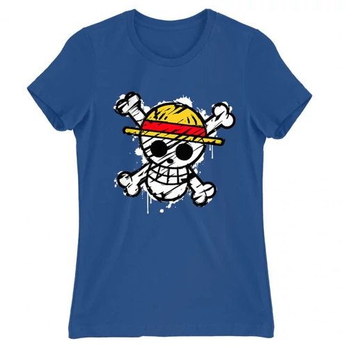 Királykék One Piece női rövid ujjú póló - Grunge Logo