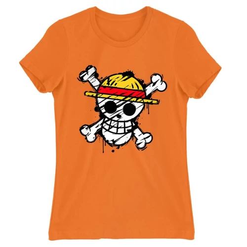 Narancs One Piece női rövid ujjú póló - Grunge Logo