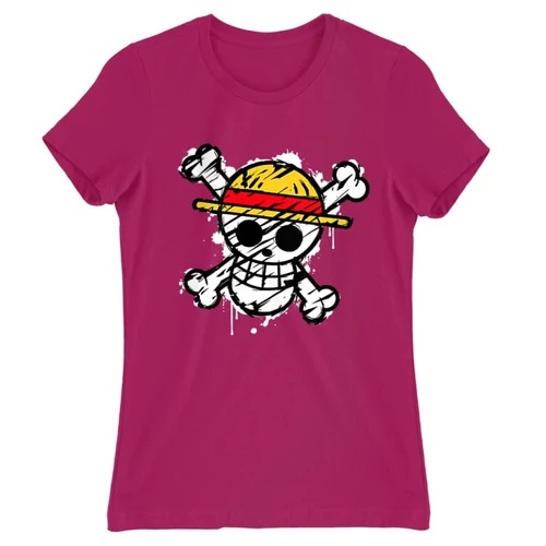 Pink One Piece női rövid ujjú póló - Grunge Logo