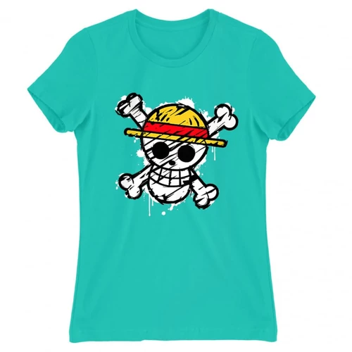 Türkiz One Piece női rövid ujjú póló - Grunge Logo
